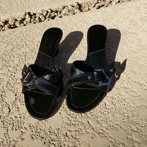 Dior black patent mules